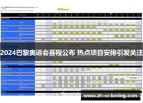 2024巴黎奥运会赛程公布 热点项目安排引发关注